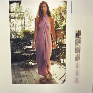Zara pink/purple linen halter dress